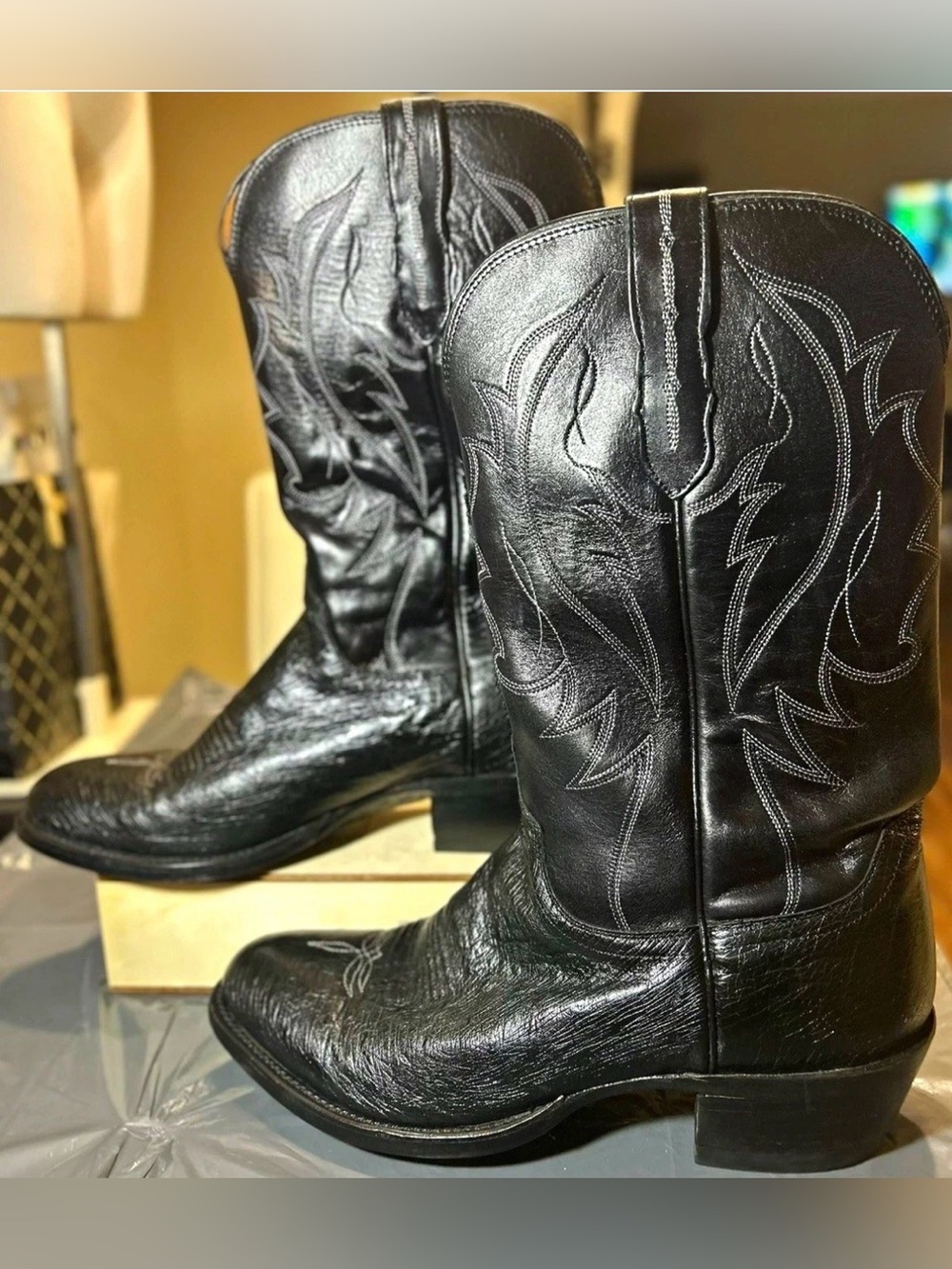 Lucchese Black and Tan Leather Interior Cowboy Boots GC | No Box | Size: 9.5 D